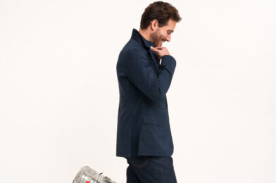 Model wearing traveler jacket