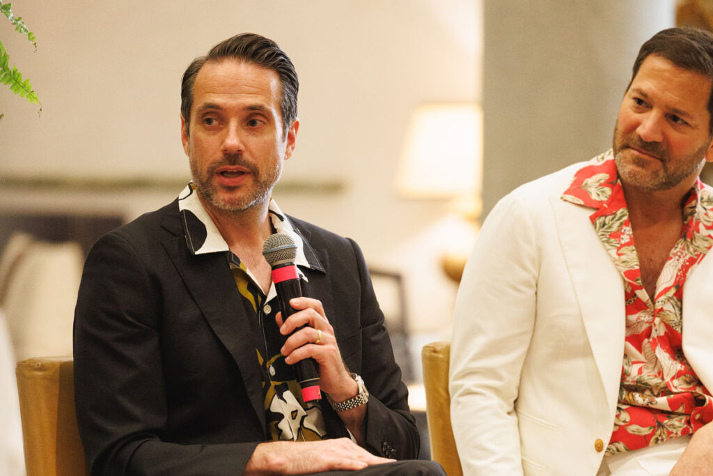 f3eb7f69-6f2b-3947-8d4e-b1a65ea64678 Michael Andrews and Brian Sacawa Participating in the panel at Pitti Uomo 108