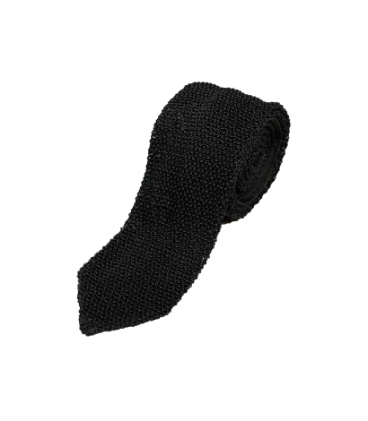 Michael Andrews Black Silk Knit Tie with Pointed End