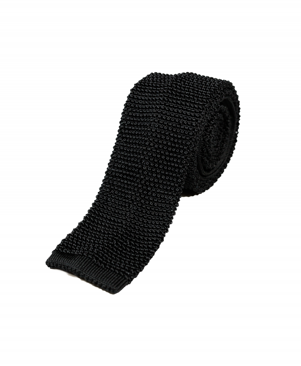 Michael Andrews Black Silk Knit Tie with Square End