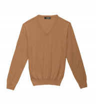 Camel Merino Wool V Neck