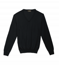 Dark Grey Merino Wool V Neck