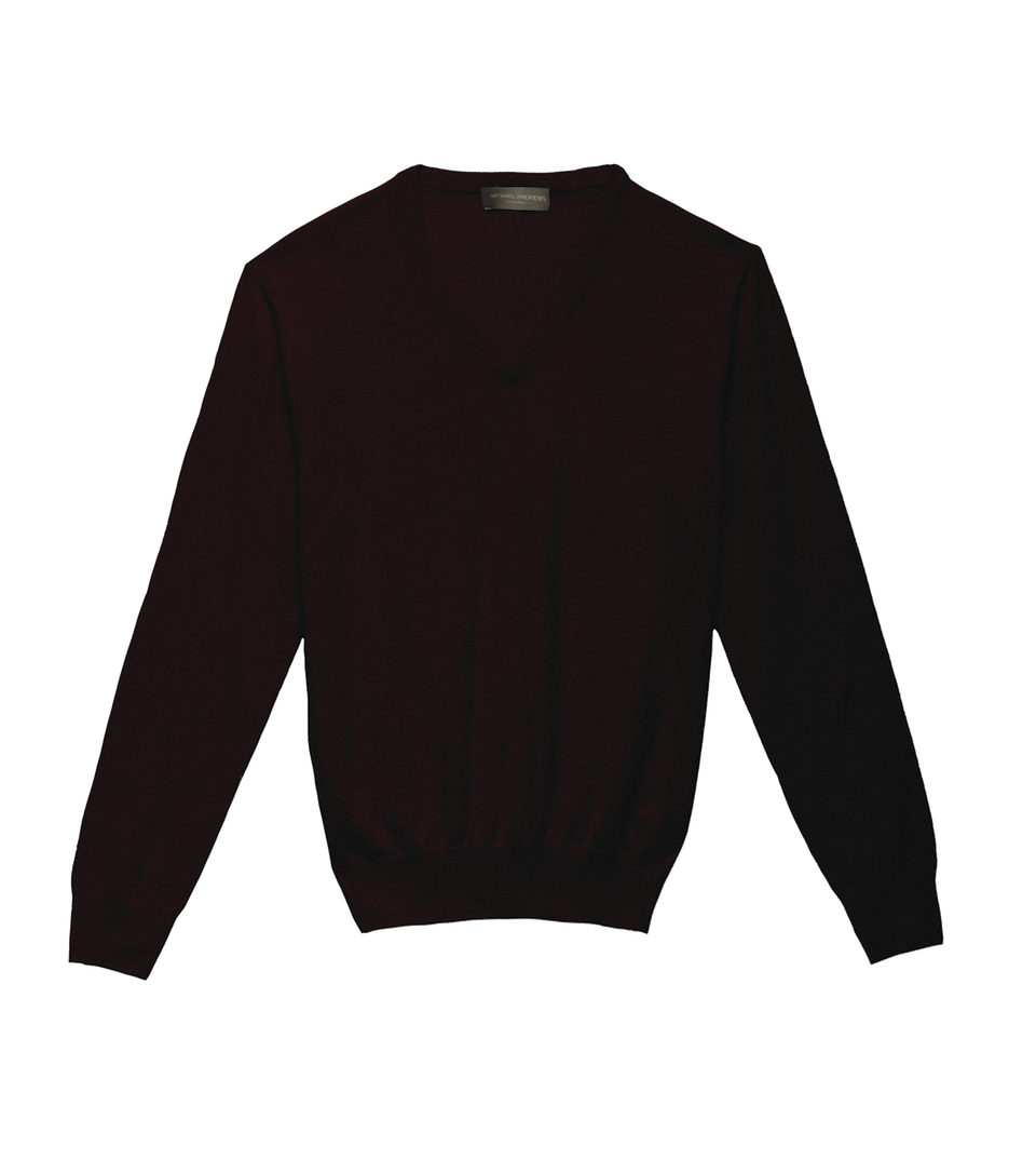 Michael Andrews-Custom Merino Wool V-Neck in Merlot