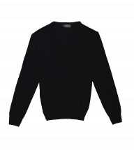 Navy Merino Wool V Neck