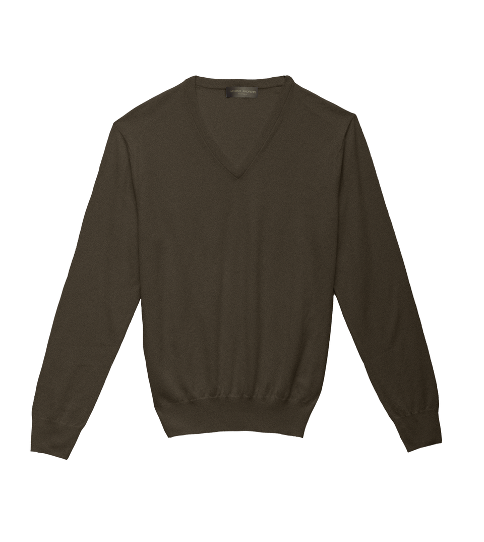 Michael Andrews Custom Merino Wool V Neck Sweater