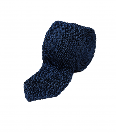 Michael Andrews Royal Blue Silk Knit Tie with Pointed End
