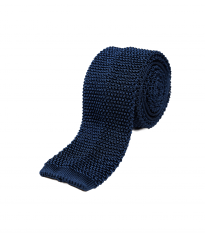 Royal Blue Silk Knit Tie with Square End