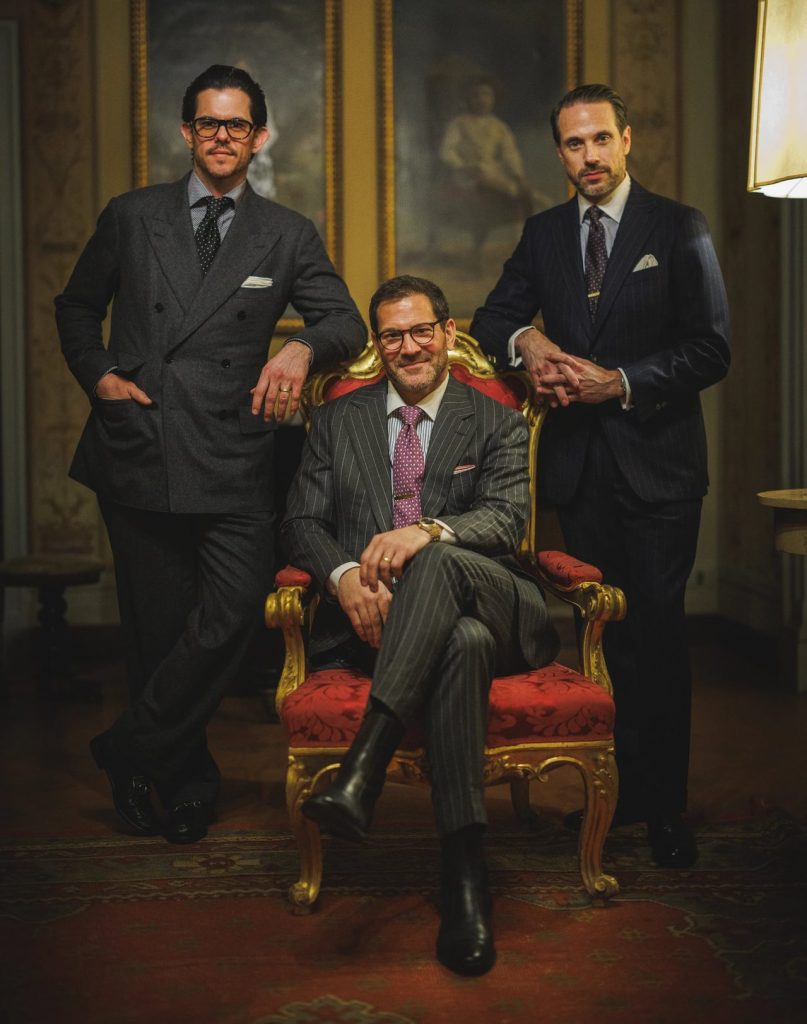 Pitti Uomo menswear trends showcased through custom-tailored suits worn by the Michael Andrews Bespoke team in Florence