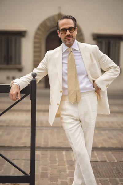 Ivory/Cream Linen Suit - custom suits nyc bespoke tailor midtown, noho