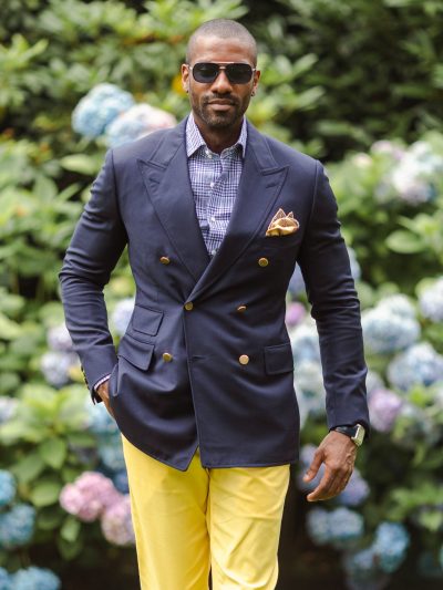 Blue Double Breasted Lightweight Summer Sport Coat - custom suits nyc bespoke tailor midtown, noho
