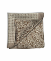 Grey, Brown and White Floral and Dot Double Sided Pocket Square