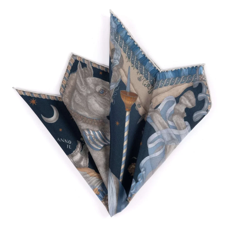 The Celestial Steed Pocket Square folded